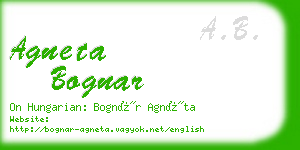 agneta bognar business card